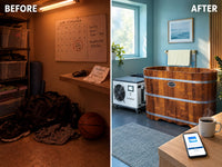 Cold Plunge Tub Built for Home Recovery, 54 Inch Thailand Rubber Wood, 1.3 HP Chiller, WiFi Control — Before & After