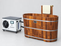 Cold Plunge Tub Built for Home Recovery, 54 Inch Thailand Rubber Wood, 1.3 HP Chiller, WiFi Control — Studio Shot